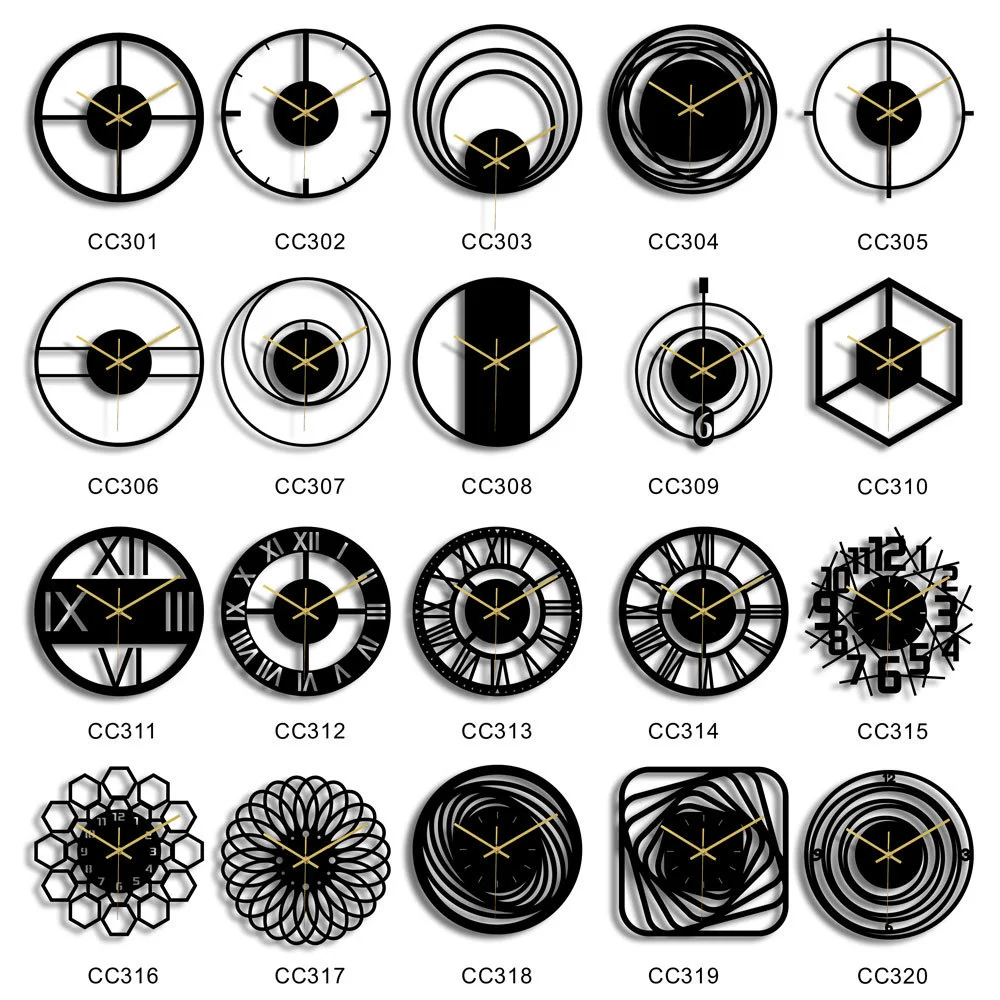 Simple Pattern Geometric Variety Wall Clock Round 3D Acrylic Silent Non-ticking Clock Wall Art Decor Retro Wall Watch Decoration