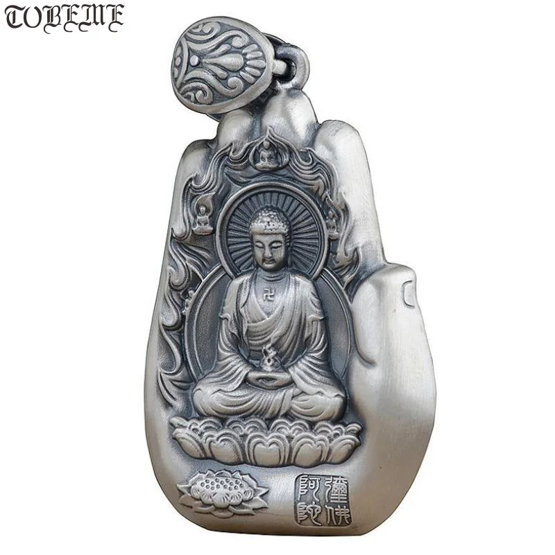 100% 999 Silver Eight Buddha Statue Amulet Pure Silver Buddhist Buddha Statue Pendant the Chinese Zodiac Good Luck Pendant