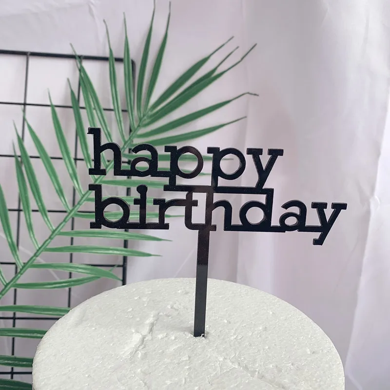 Gold Silber Alles Gute zum Geburtstag Kuchen Topper Acryl Klassische Geburtstag Cupcake Topper Dessert Dekoration für Baby Dusche Kuchen Liefert – Detail 6