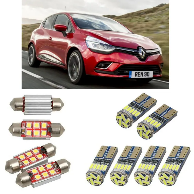 Interior led Car lights For Renault clio 4 bh 2012 car accessories boot light License Plate Light 8pc