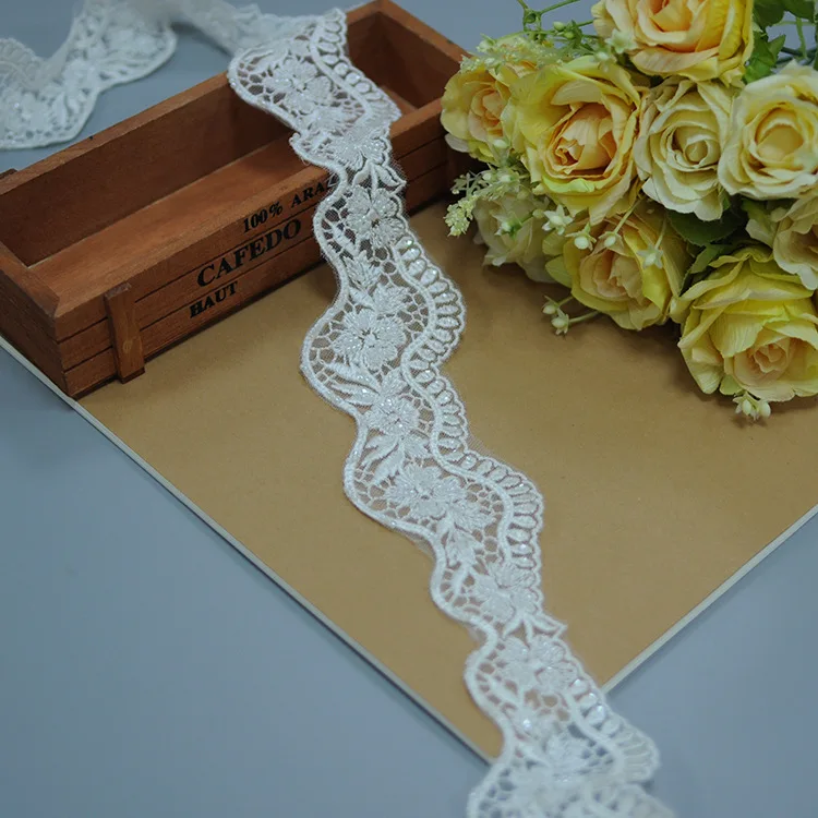 

Новые чистые белые, черные свадебные аксессуары ручной работы из бисера, автомобильные кружевные аксессуары для одежды, 2 ярда/упак.