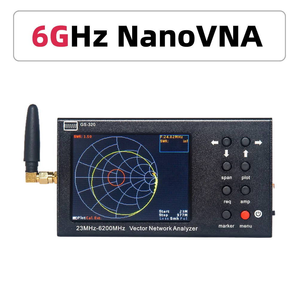Portable VNA SWR 6G vector network analyzer reflectometer GS-320 23-6200MHz Antenna Analyzer Kit w/ 3.2