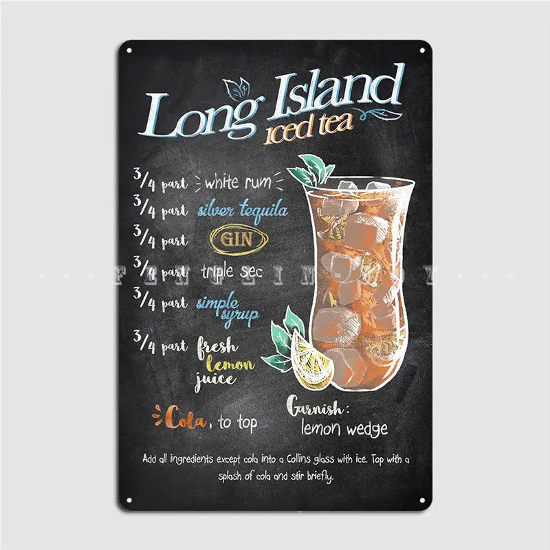 Long Island Iced Tea Metal Plaque Poster Home Club Vintage Garage Decoration Tin Sign Posters