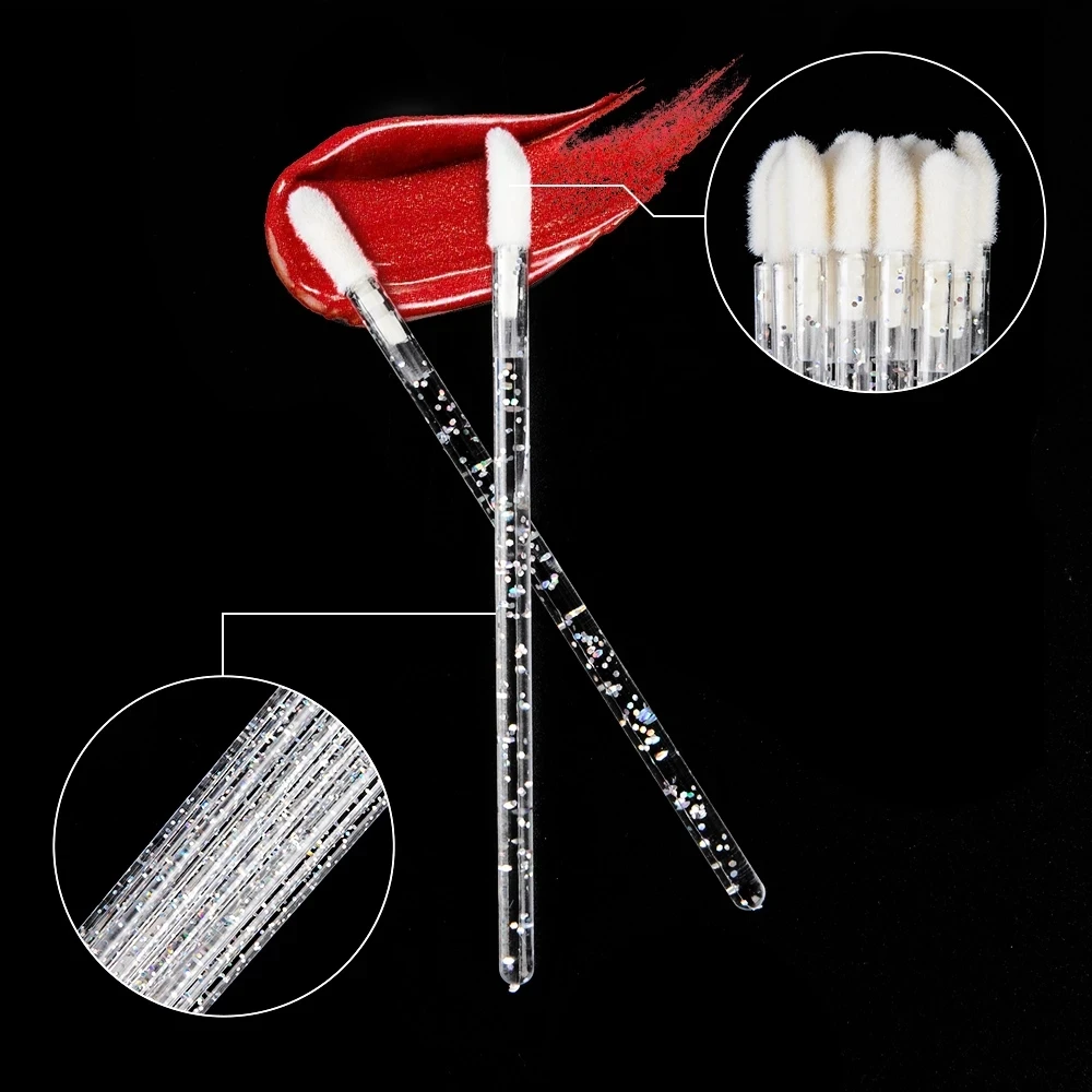 Lip Brush Eyelash Brushes 100Pcs Disposable Crystal Lashes Micro Brushes Eyelash Extension Applicator Cleaner Beauty Makeup Tool