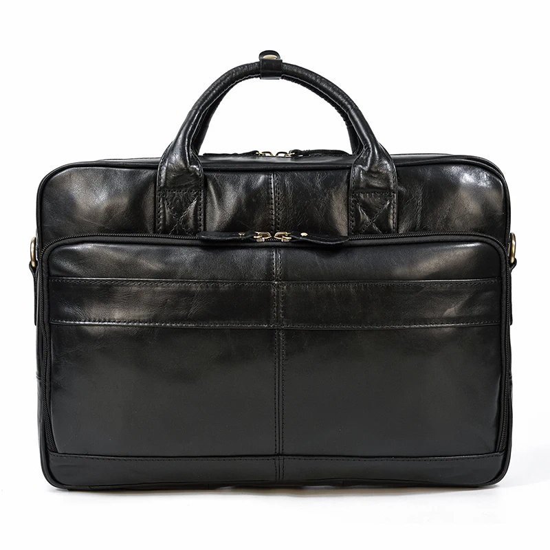 Men Briefcase Genuine Leather Laptop Bag 14 15.6" PC Doctor Lawyer Computer Bag Cowhide Male Briefcase Leather Men Business Bag