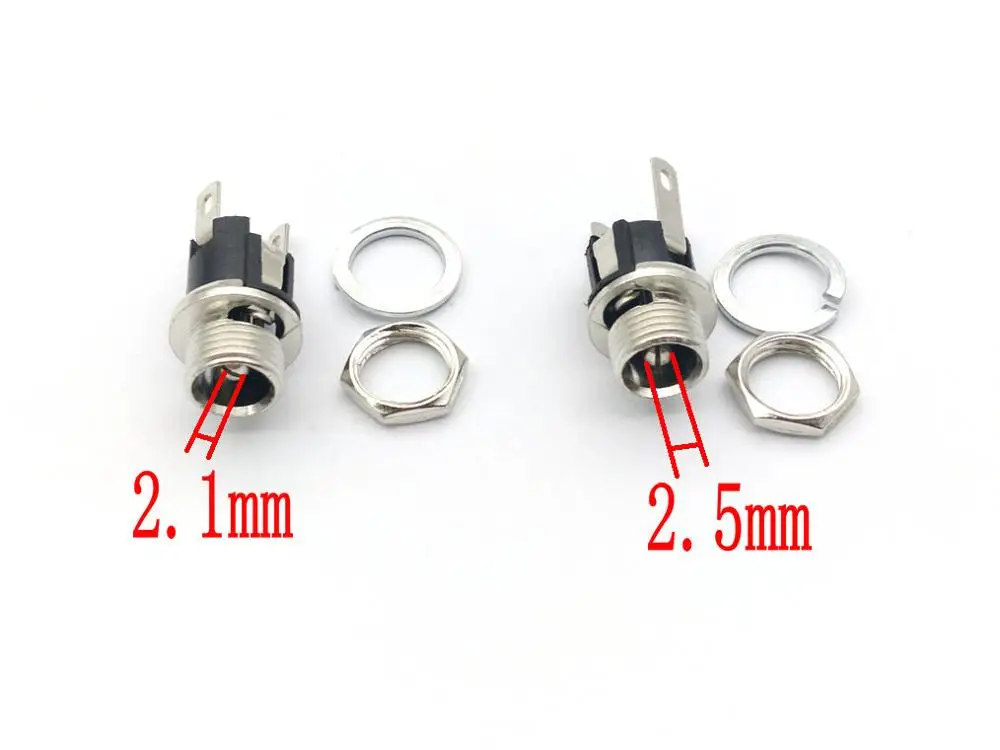 

100pcs 5.5 mm x 2.1/2.5mm DC Power Jack Socket Female Panel Mount Connectors