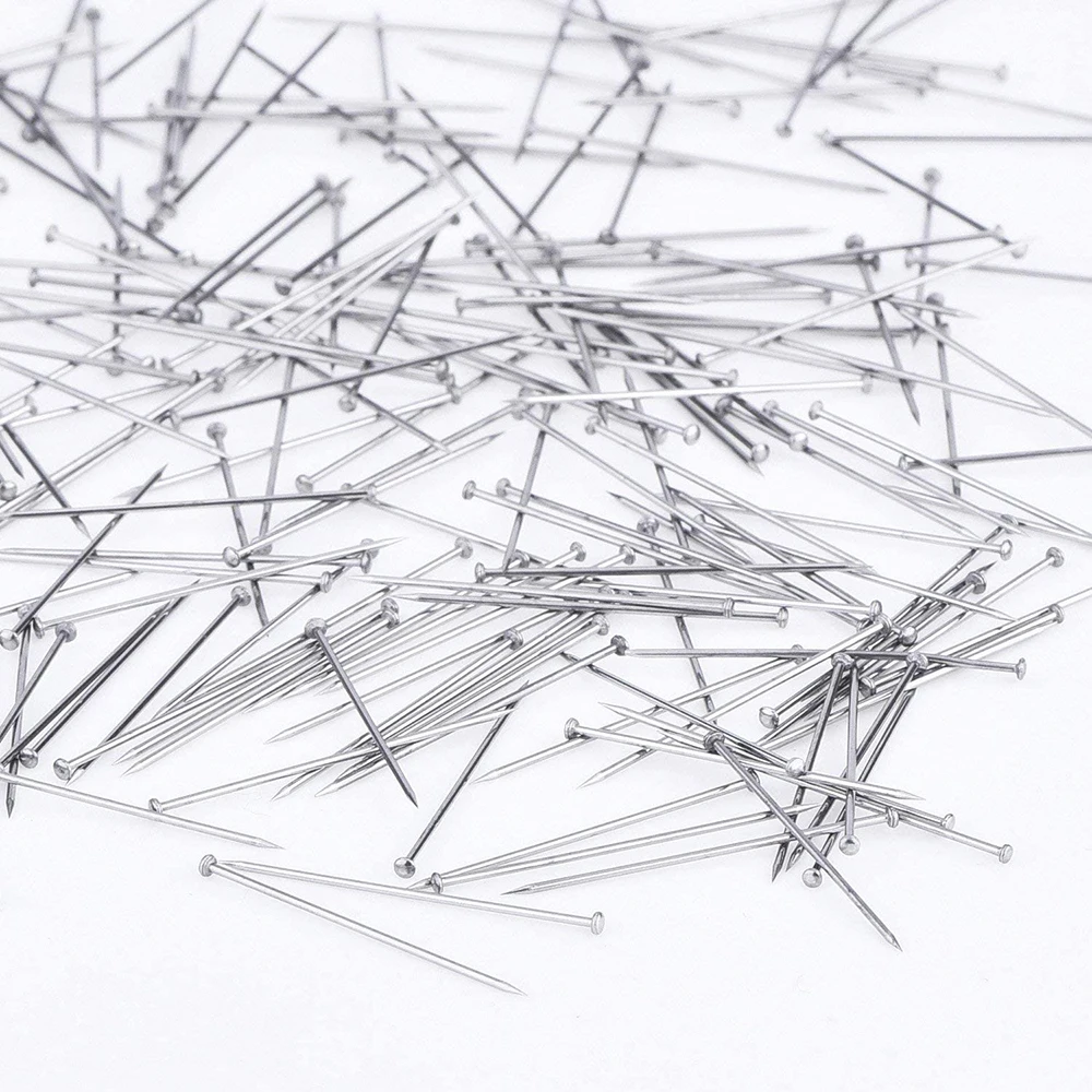 300Pcs 35mm Stainless Steel Sewing Pins Dressmaker Straight Quilting Pins Fine Satin Head Pins for Jewelry Making Sewing Tools