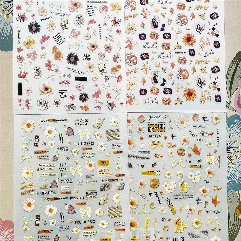 

MG200415-19 Daisy woman and leaves butterfly 3D Back glue Nail decal Nail sticker Nail decoration Nail art Nail ornament