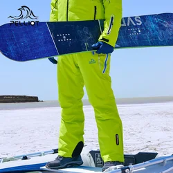 Pelliot Winter Ski Pants Man Waterproof Skis Suspenders Ski pants women Breathable Warm hiking Trousers autumn Trekking Fleece