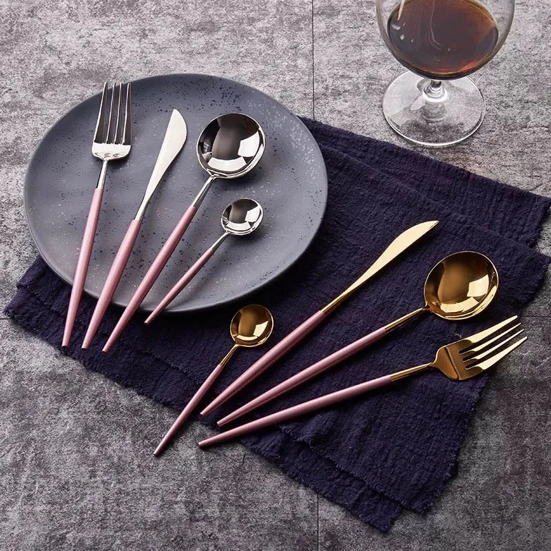 

Knife And Fork Food Spoons Cutlery Set Stainless Steel High-end Hotel Western Tableware Fork Mirror Light Spoon Steak Knife 1set