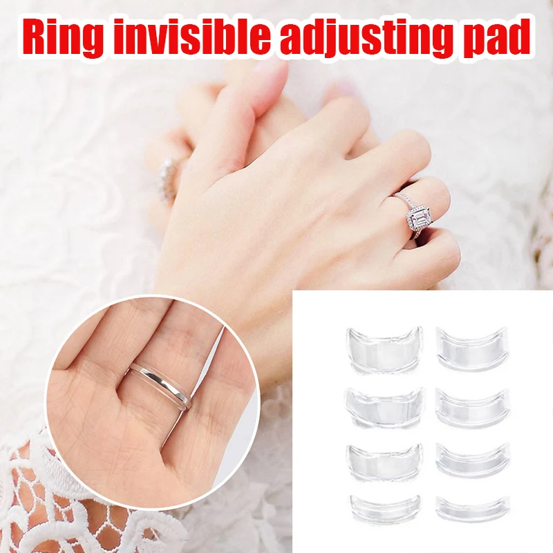 Silicone Ring Size Adjuster Ring Tighten Invisible Ring Sizer Spacer Reducing For Loose Ring Size Reducer Guard Universal 8Pcs