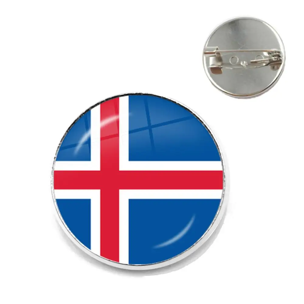 National Flag Glass Cabochon Brooches Palestine,Thailand,Cyprus,Egypt,Colombia,Tunisia,Austria,Iceland,Cambodia Collar Pins Gift