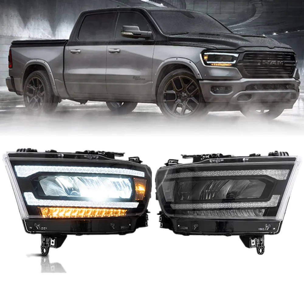 

Для Dodge RAM 1500 2019-UP Автомобильные светодиодные фары в сборе DRL Передние фары Последовательный янтарный указатель поворота Набор светодиодов 12 В