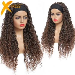 Synthetic Headband Wigs Ombre Brown Crochet Braiding Hair Wig For Black Women Soft Natural Fluffy Glueless Hairstyle X-TRESS