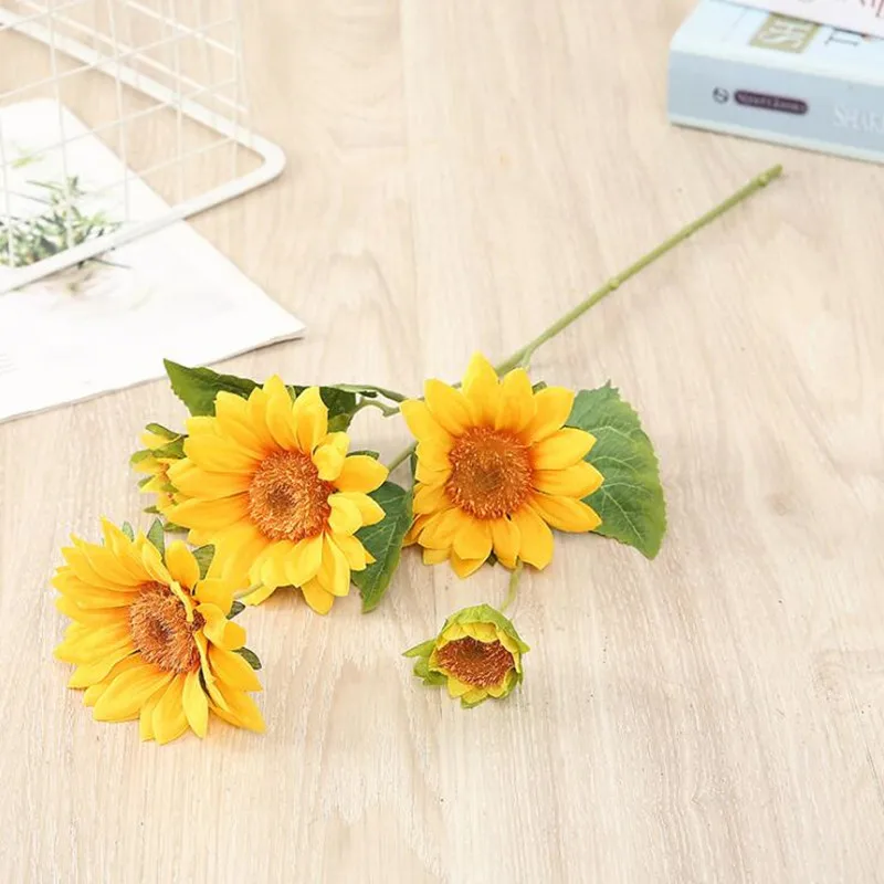 4pcs/pack Artficial Flower Simulation Sunflower Event Party Wedding Prop Festival Friend Gift