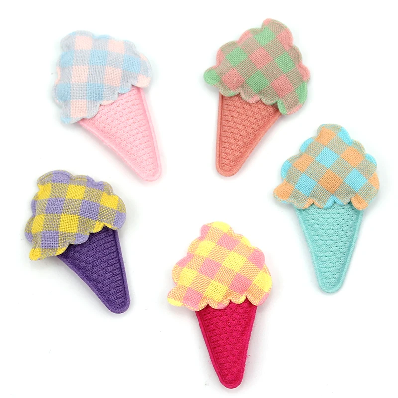 50Pcs 2.3*3.5cm Ice Cream Padded Appliques For Baby\'s Hairpin Crafts Headwear Decoration Handmade Ornament Accessories Wholesale