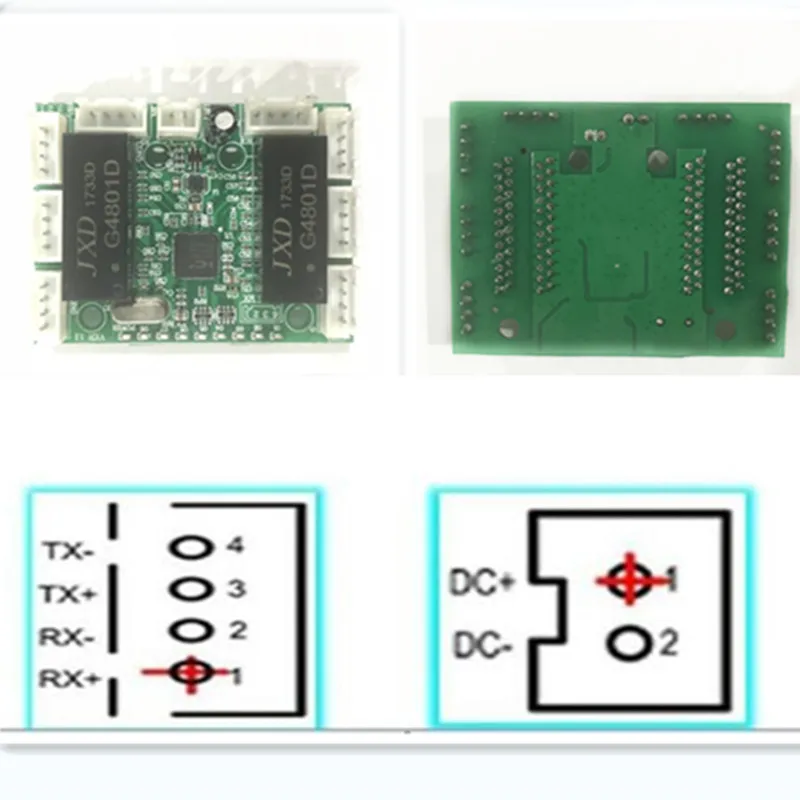 8 Pin สาย Mini Ethernet Switch แผงวงจรสำหรับโมดูลสวิทช์ Ethernet 10/100Mbps 8พอร์ต PCBA LED โมดูล