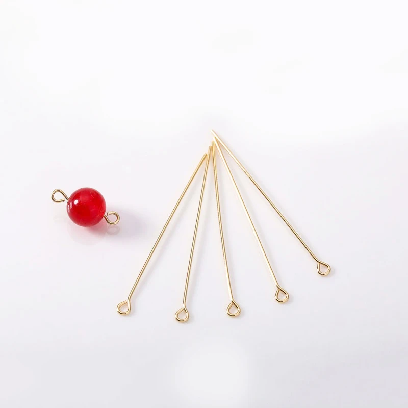 20PCS 20MM 25MM 30MM 35MM 24K Gold Color Eye Pins Bead Pins Connector High Quality DIY Jewelry Making Findings Accessories