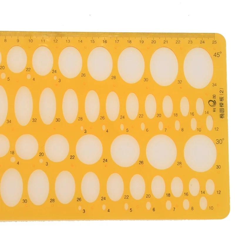 25cm Ellipse Oval Stencil Template Art Design Drawing Aid Tool Including 25 30 35 45 Degree School Math Ruler