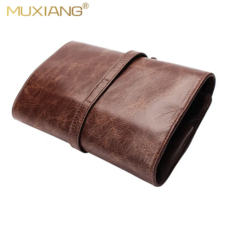 OLDFOX Cow Leather Pipe Smoke Pouch Bag Cigar Bag Portable Holder Pocket for 2 Tobacco Pipe and Smoking Tools Accessories fc0008