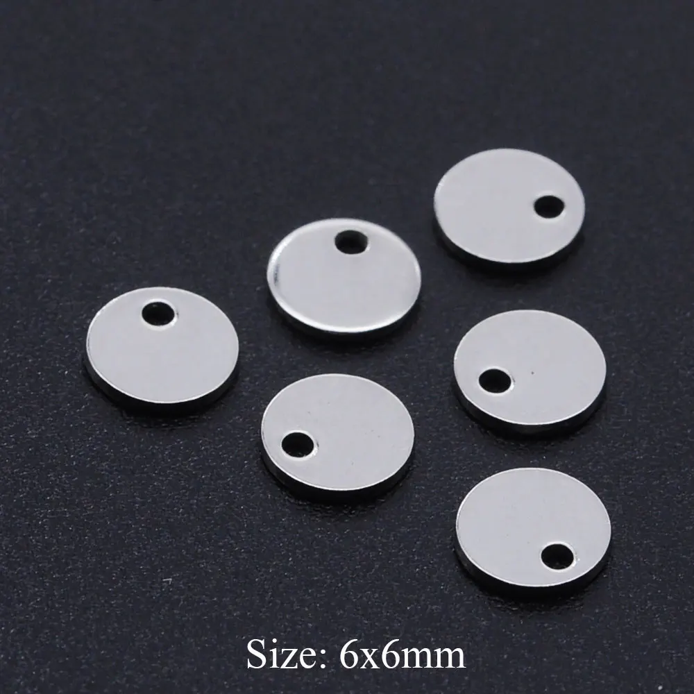 10pcs/lot 316 Stainless Steel    6mm-12mm Round Blank Charms Wholesale Top Quality Never Tarnish Jewelry Making Charms