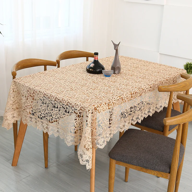 Pastoral style embroidery flower  tablecloth high-grade elegant lace hollowed-out simple tea table wine red TV cabinet cover