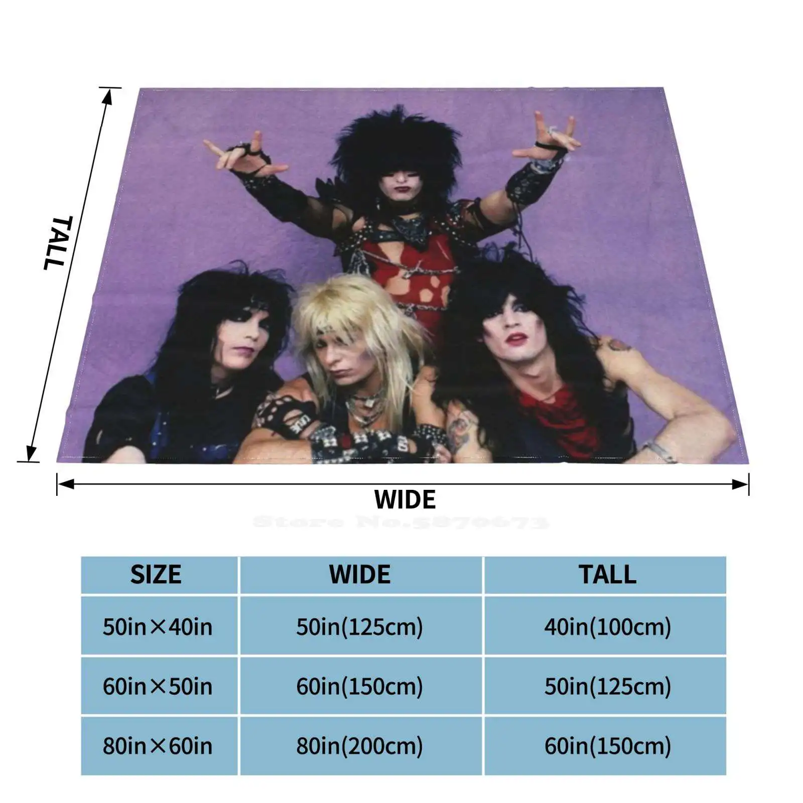 Collection Latest Super Soft Warm Light Thin Blanket Band Music 80s Metal Vintage Crue Motley Nikki Sixx Retro Hard Heavy Metal