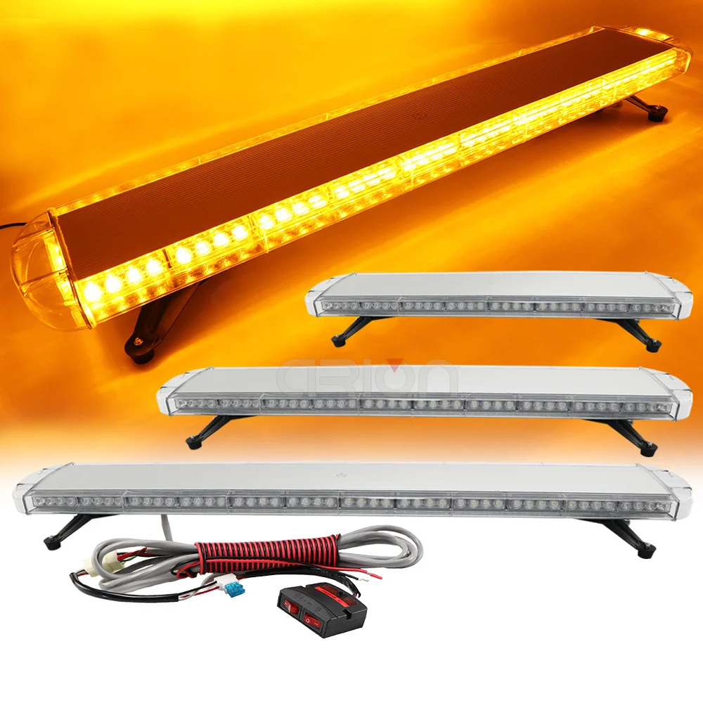 

47" 55" 63" 72" LED Strobe Light Bar Emergency Warning Flashing Signal Lightbar For Tow Plow Truck Wrecker Amber Yellow