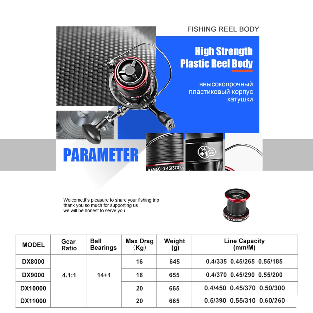 Carrete Baitcasting Bote 2022-8000 – 20KG, 14+1 rodamientos acero