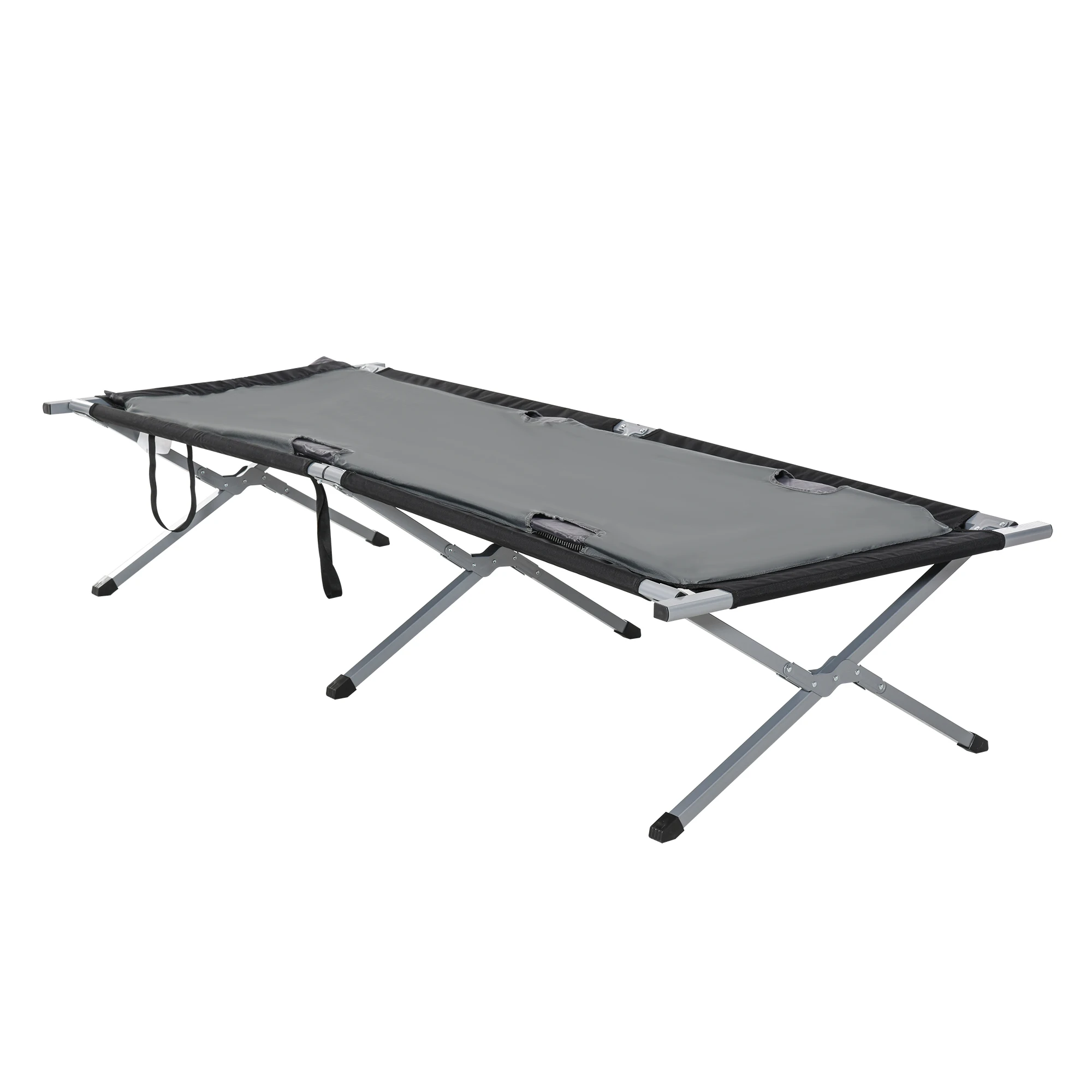 Outsunny aluminum folding Camping bed with portable carrying bag with outdoor padded 210x86x42cm Gray