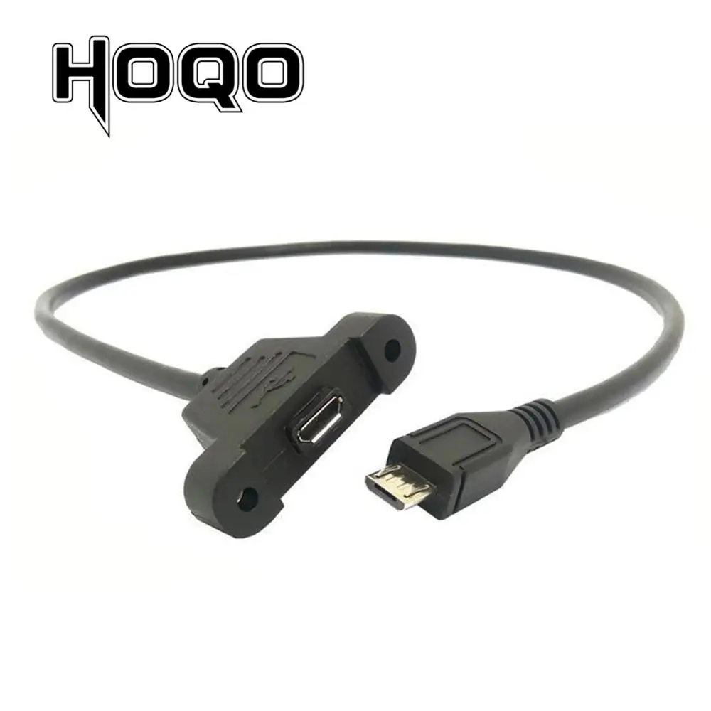 Micro-USB 5pin Male to Female Extension Cord. Micro USB Panel Mount Connector Socket  Extend Cable 30cm 50cm with Screws Hole