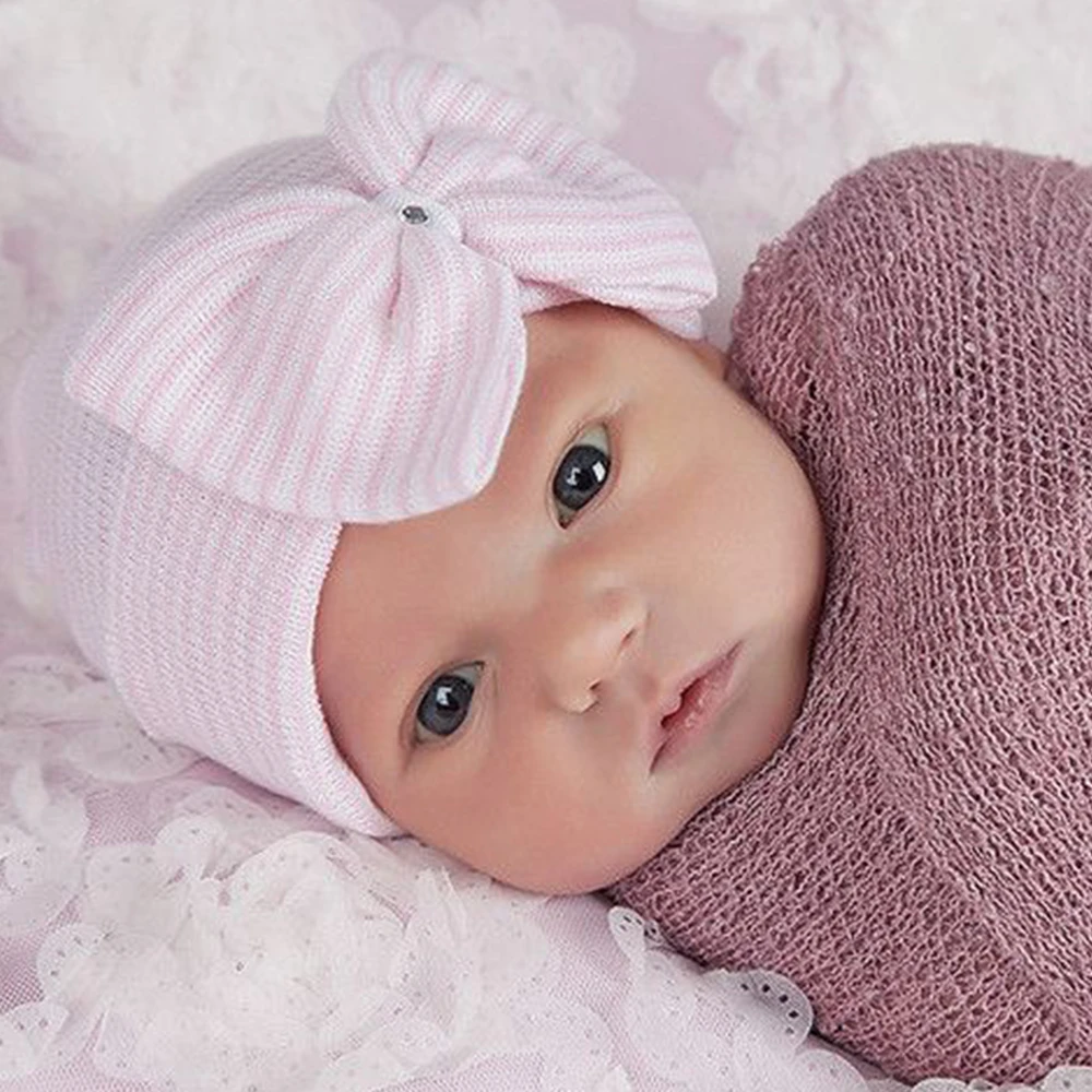 Noworodkowa czapka szpitalna miękka bawełna Infantil czapki z kokardką niemowlę Bebes ciepła czapka czapki Bonnet Nouveau-ne Neugeborener Hut czapka noworodkowa