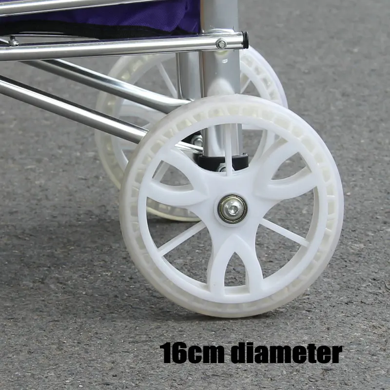 Carrito de compras ligero para el hogar, carrito de compras portátil con rueda de 16cm, gran capacidad de 35L, adecuado para suelo plano, 3KG