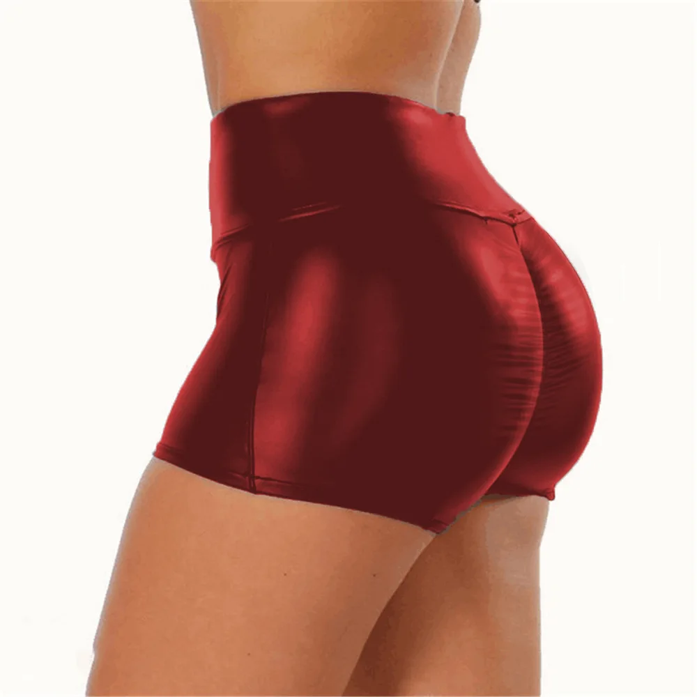 Pantalones cortos de cintura alta para mujer, Shorts de estilo coreano, deportivos, de cuero, color negro, 2020