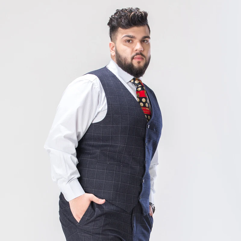 SHAN BAO 6XL 7XL 8XL 9XL Plus Size Plaid Suit Vest 2022 Classic Brand Clothing Business Casual Men\'s Wedding Banquet Office Vest