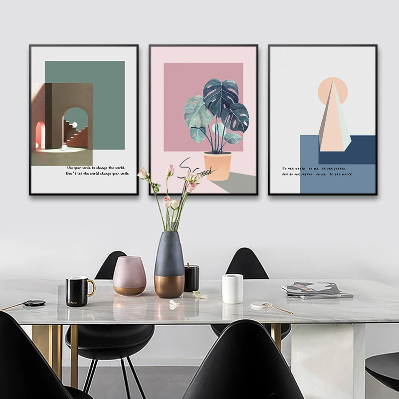 Nordic Line Face and Green Plant Minimalism Poster and Print Decoration Painting Living Room Home Decoration Frameless