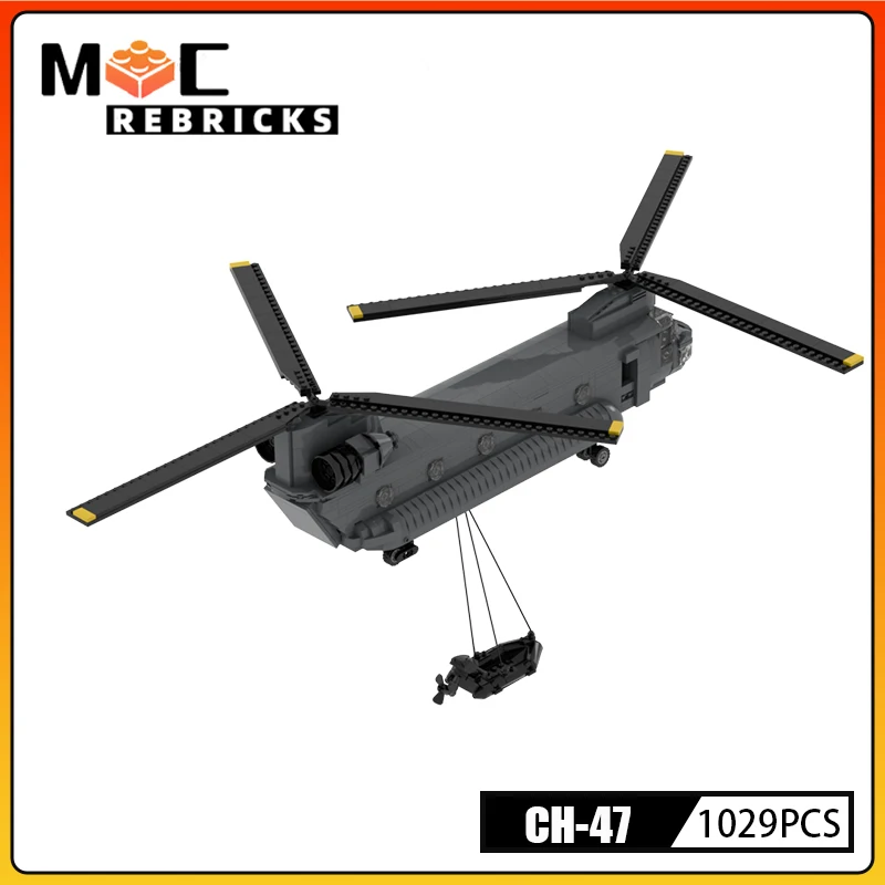 Military Series Beoing-CH-47 Chinook Transport Helicopte MOC Building Block Loadable role Assembly Model Bricks Kit Kid Toy Gift