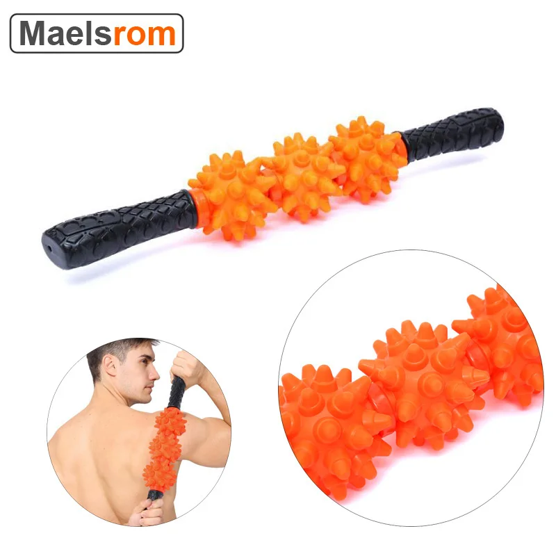 

Handheld Gym Massage Roller Yoga Stick Body Muscle Massage Relax Tools Muscle Roller Sticks 3 Point Spiky Ball Trigger Point