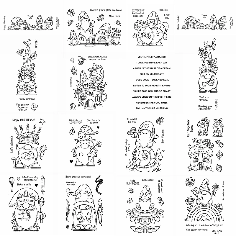 

Clear Silicone Stamps Diy Handmade Craft Making Cards Stamp Merry Christmas Mix Cute Santa Flower Letter Mushroom Snail Cartoon