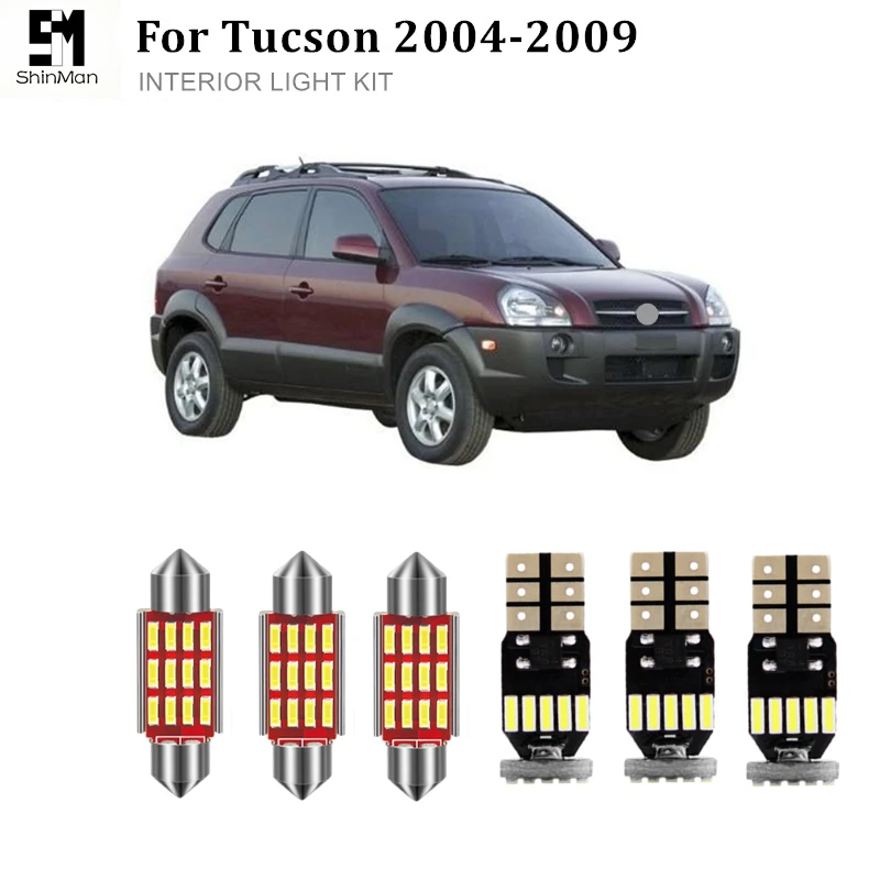 

9pcs LED Interior Light Kit Front dome lamp Rear map lights Vanity mirror bulb for Hyundai tucson 2004-2009