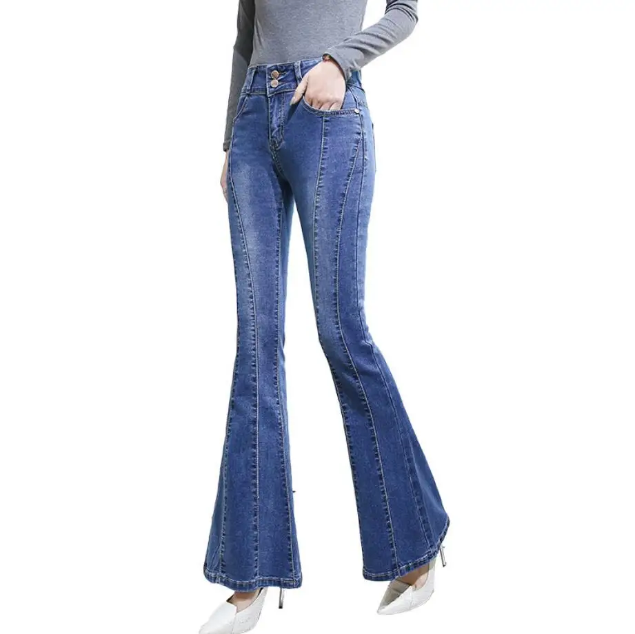 

Jeans Women high waist Slim denim pants Flares Pants Women stitching Trousers Female Pantalon Femme r2101