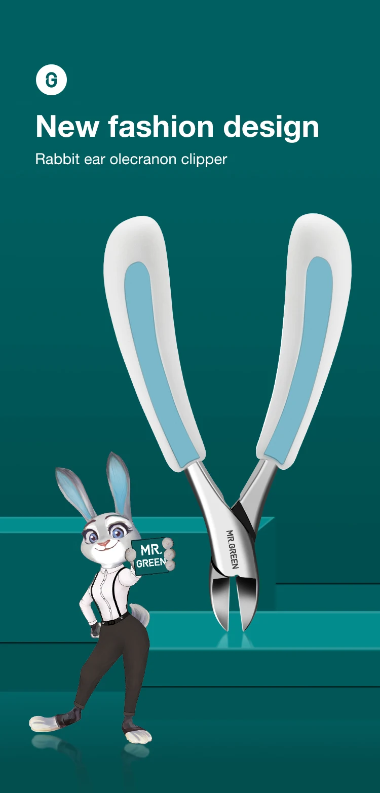 grün Zehennagelknipser Hasenoren Professionelles Pediküre-Werkzeug Nagelknipser Anti-Splash Eingewachsene Schneider Maniküre-Werkzeugsets – Detail 2