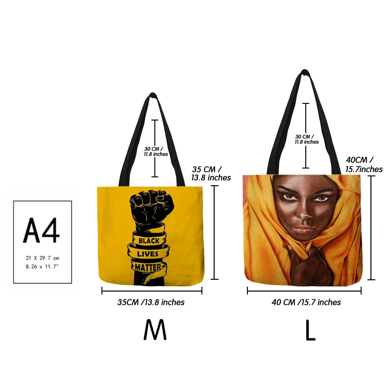 Black Lives Matter Shoulder Bag Women Casual Totes Handbag Africa Afro Totem Ladies Shopping Bag Fashion Travel Beach Bags