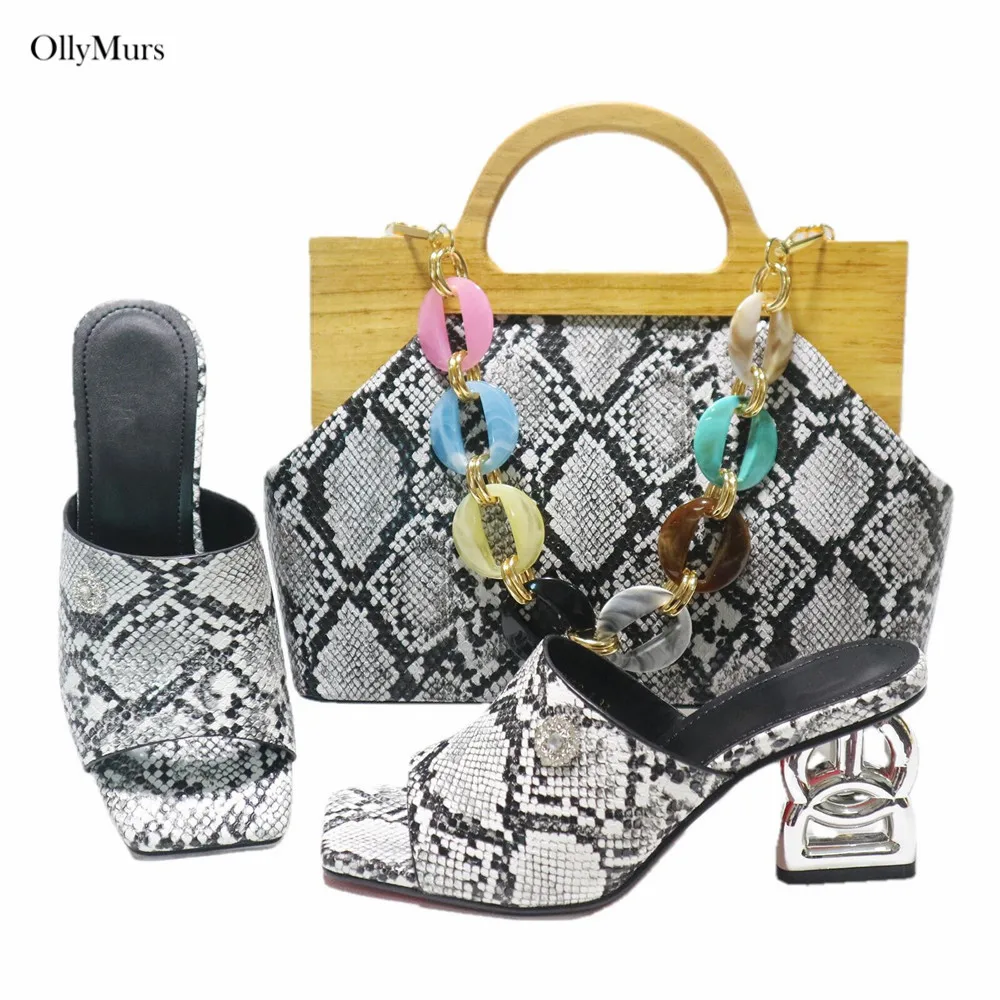 New Arrival Fashion High Heels 6.5CM Shoes And Bag Set For New Year Party Italian Style Classics Women Shoes And Bag Set