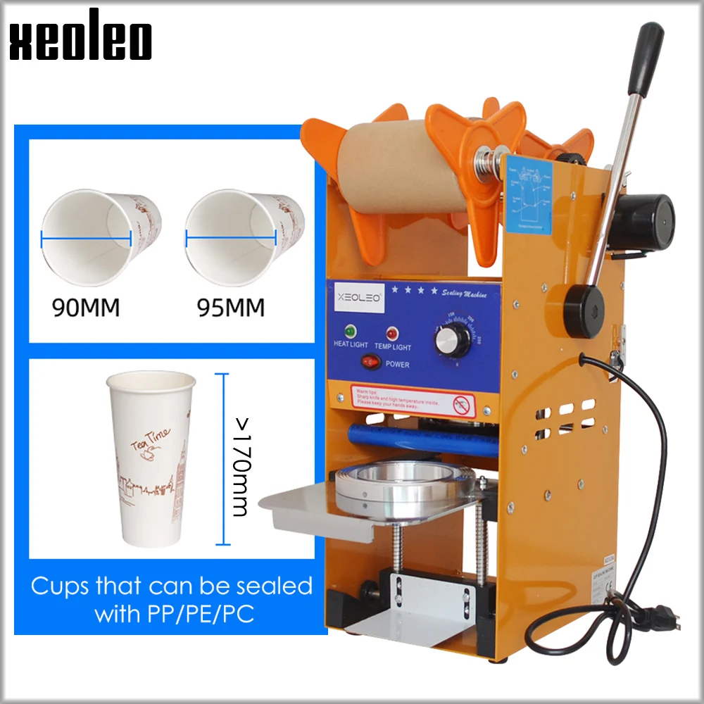 XEOLEO Cup sealer Automatic roll film Bubble tea machine Manual Cup sealing machine 9/9.5cm PP/PE/Paper Cup Milk tea/Soya-bean