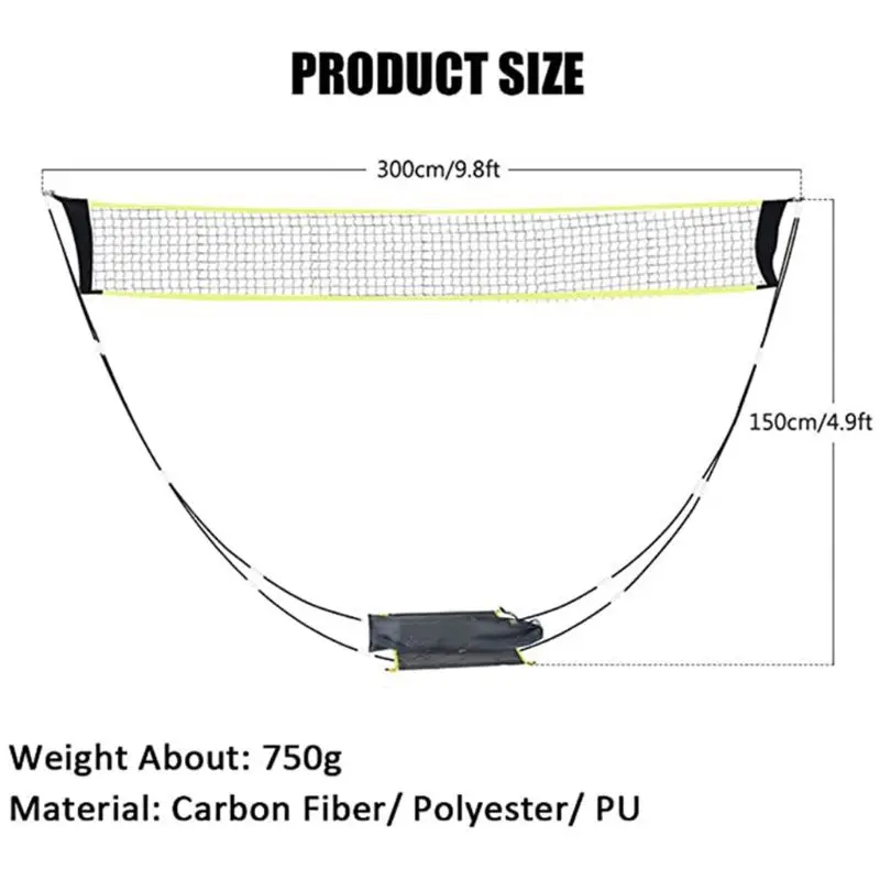 Red de bádminton portátil con soporte, bolsa de transporte, plegable, para voleibol, tenis, bádminton, envío directo