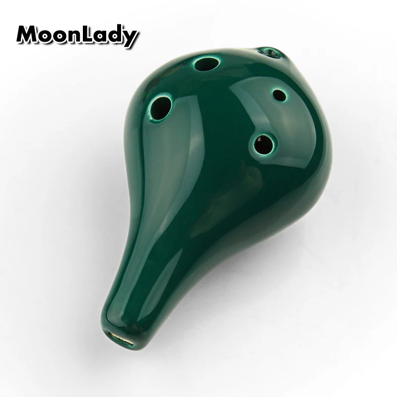 4 Colors Ocarina 6 Hole Long-mouth Small Ocarina Alto C Tone Beginner Ocarina Tourist Souvenir Teaching Toys Ceramic Pendant