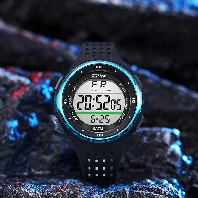 Sport Watch 5ATM Water Resistance Digital Canlendar Week Display