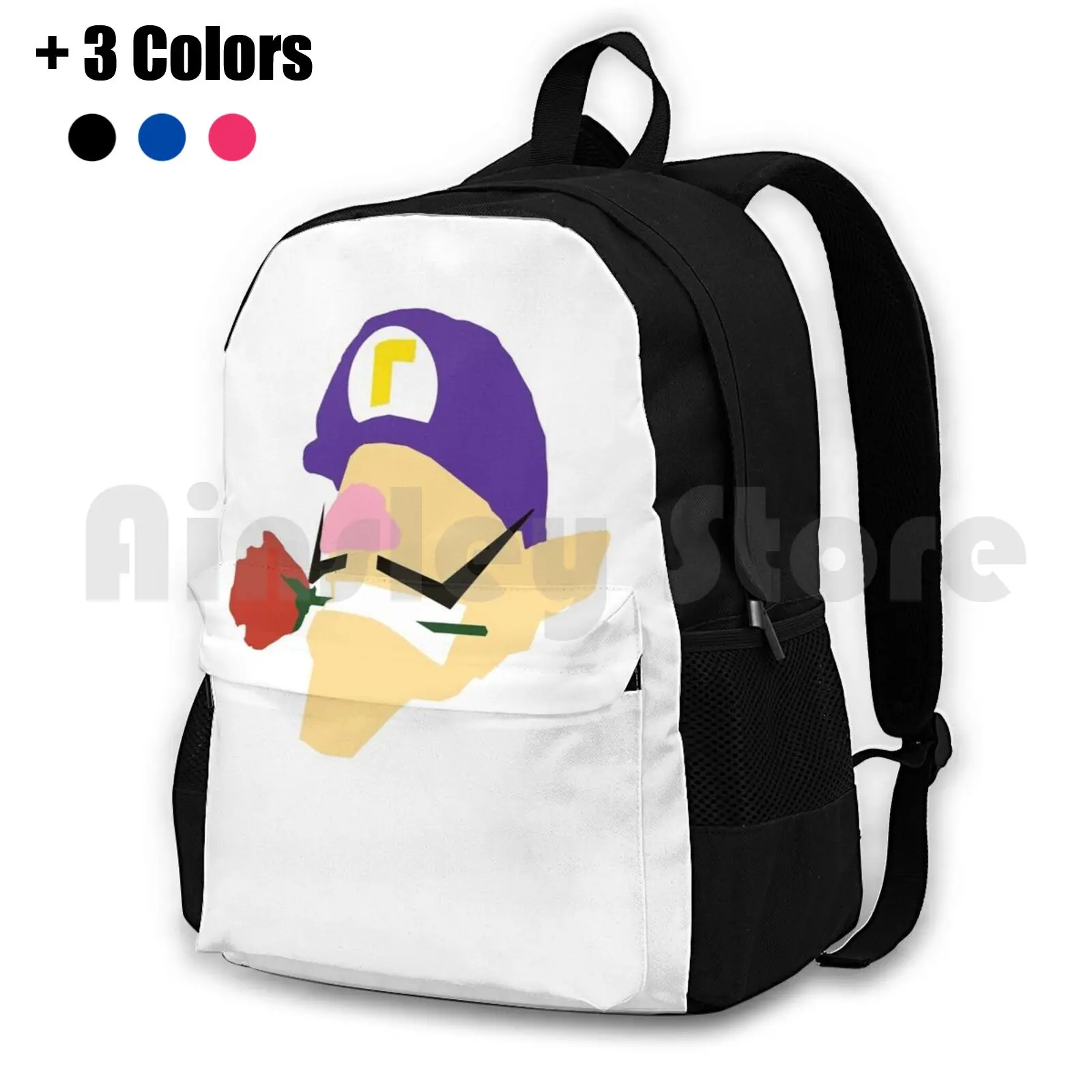 Minimalist Waluigi Outdoor Hiking Backpack Waterproof Camping Travel Waluigi Meme Memes Funny Games Video Games Smash Brothers