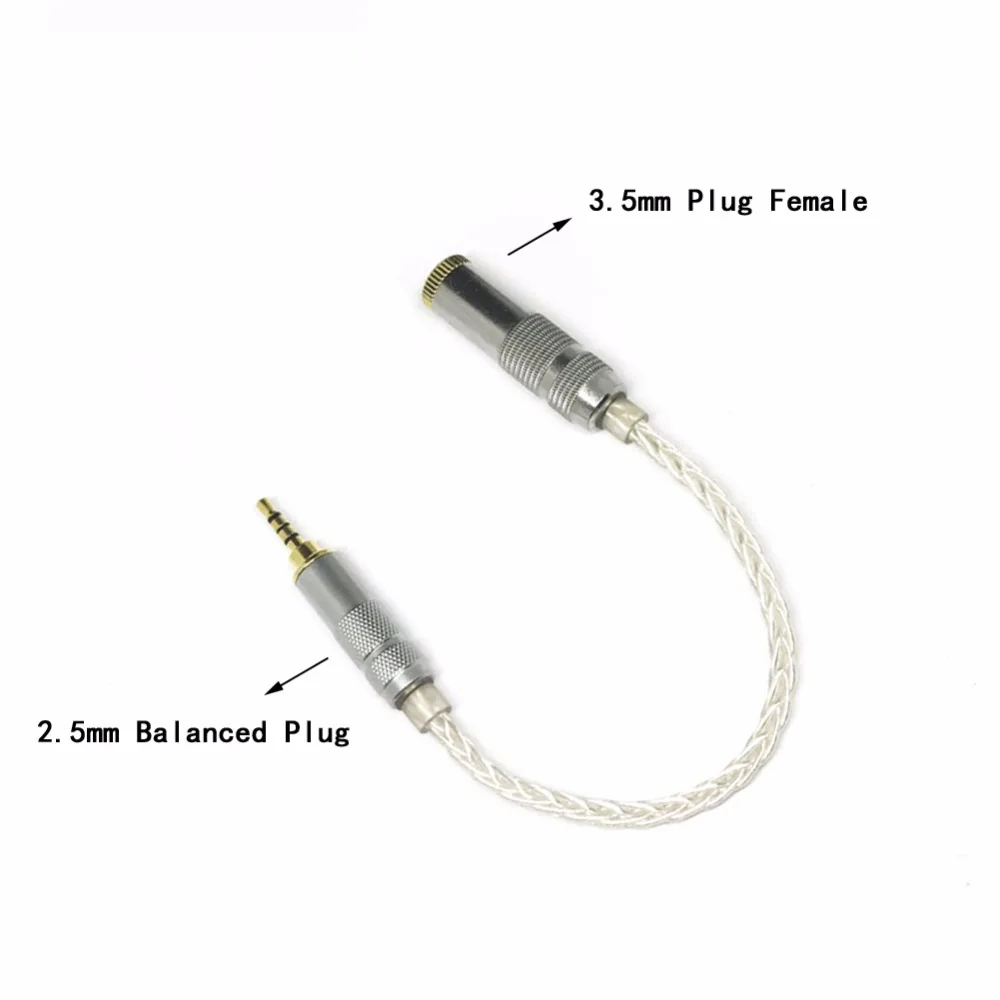 Thouliess 2.5mm TRRS  Blanced To 3.5mm Adpter 8 Core Silver Plated Audio Cord  Cable for Astell&kern AK240 AK380 AK320